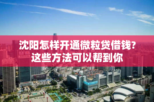 沈阳怎样开通微粒贷借钱?这些方法可以帮到你