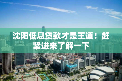 沈阳低息贷款才是王道！赶紧进来了解一下