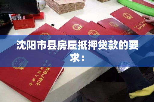 沈阳市县房屋抵押贷款的要求：