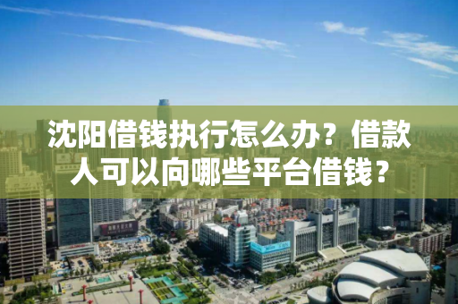 沈阳借钱执行怎么办?借款人可以向哪些平台借钱? 沈阳借钱执行怎么办?借款人可以向哪些平台借钱?