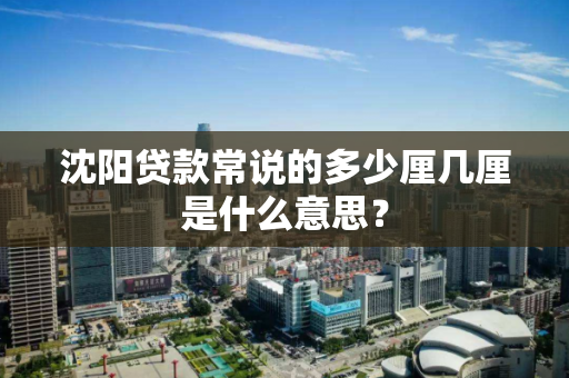 沈阳贷款常说的多少厘几厘是什么意思？