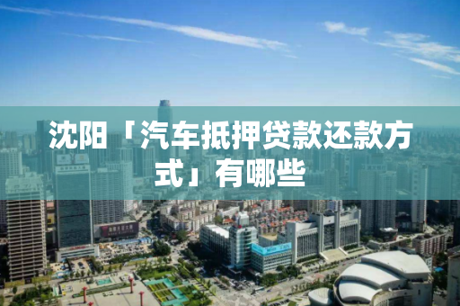沈阳「汽车抵押贷款还款方式」有哪些