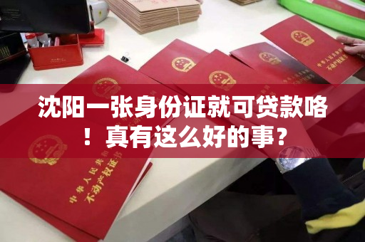 沈阳一张身份证就可贷款咯!真有这么好的事? 沈阳一张身份证就可贷款咯!真有这么好的事?