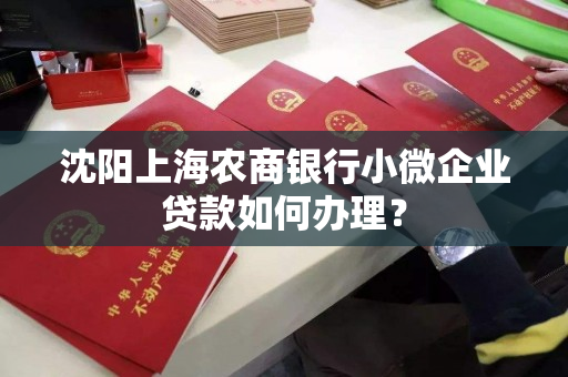 沈阳上海农商银行小微企业贷款如何办理？