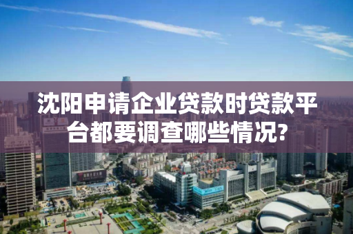 沈阳申请企业贷款时贷款平台都要调查哪些情况?