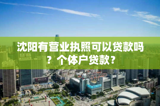 沈阳有营业执照可以贷款吗？个体户贷款？