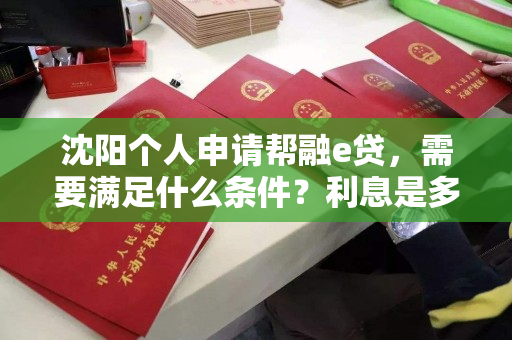 沈阳个人申请帮融e贷，需要满足什么条件？利息是多少？