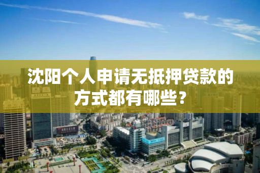 沈阳个人申请无抵押贷款的方式都有哪些? 沈阳个人申请无抵押贷款的方式都有哪些?
