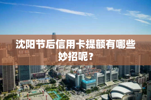 沈阳节后信用卡提额有哪些妙招呢? 沈阳节后信用卡提额有哪些妙招呢?