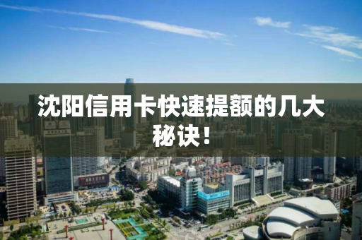 沈阳信用卡快速提额的几大秘诀！