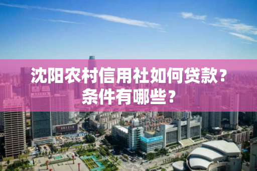 沈阳农村信用社如何贷款?条件有哪些? 沈阳农村信用社如何贷款?条件有哪些?