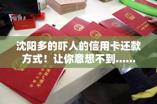 沈阳多的吓人的信用卡还款方式!让你意想不到...... 沈阳多的吓人的信用卡还款方式!让你意想不到......