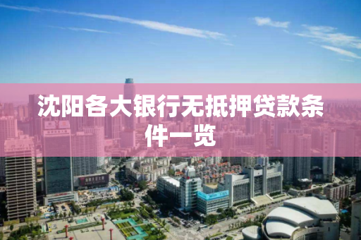 沈阳各大银行无抵押贷款条件一览