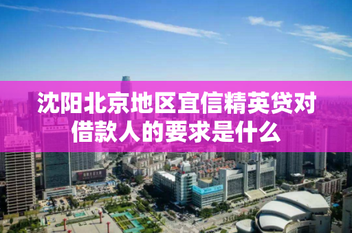 沈阳北京地区宜信精英贷对借款人的要求是什么 沈阳北京地区宜信精英贷对借款人的要求是什么