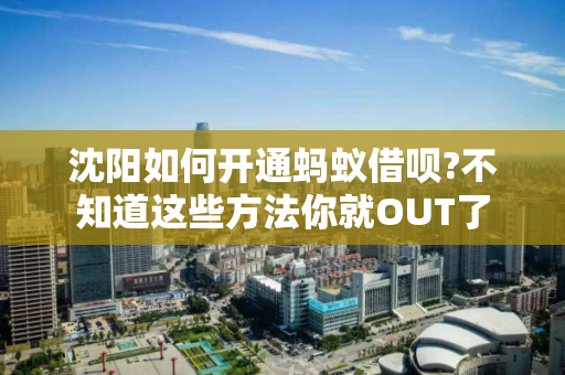 沈阳如何开通蚂蚁借呗?不知道这些方法你就OUT了 沈阳如何开通蚂蚁借呗?不知道这些方法你就OUT了