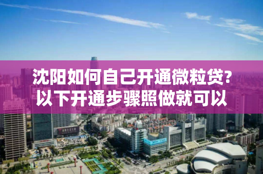 沈阳如何自己开通微粒贷?以下开通步骤照做就可以